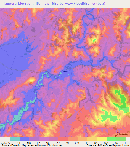 Tauweru,New Zealand Elevation Map