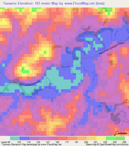 Tauweru,New Zealand Elevation Map