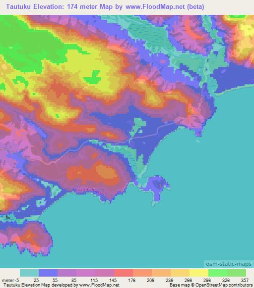 Tautuku,New Zealand Elevation Map