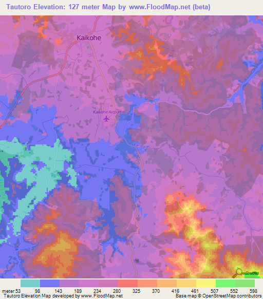 Tautoro,New Zealand Elevation Map