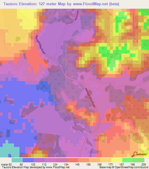 Tautoro,New Zealand Elevation Map