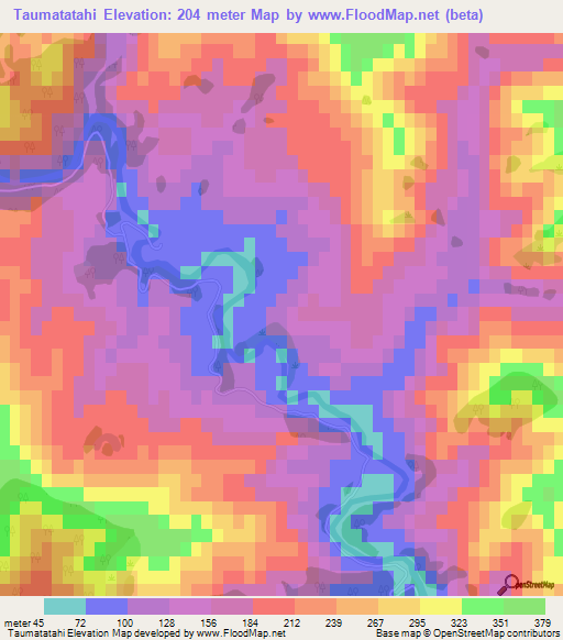 Taumatatahi,New Zealand Elevation Map