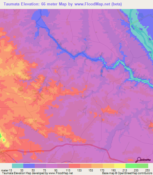 Taumata,New Zealand Elevation Map