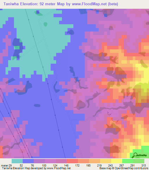 Taniwha,New Zealand Elevation Map