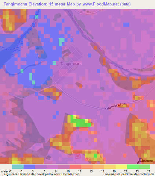 Tangimoana,New Zealand Elevation Map