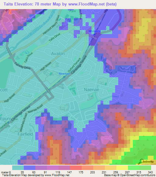 Taita,New Zealand Elevation Map