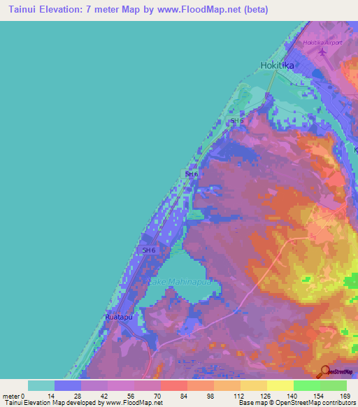 Tainui,New Zealand Elevation Map