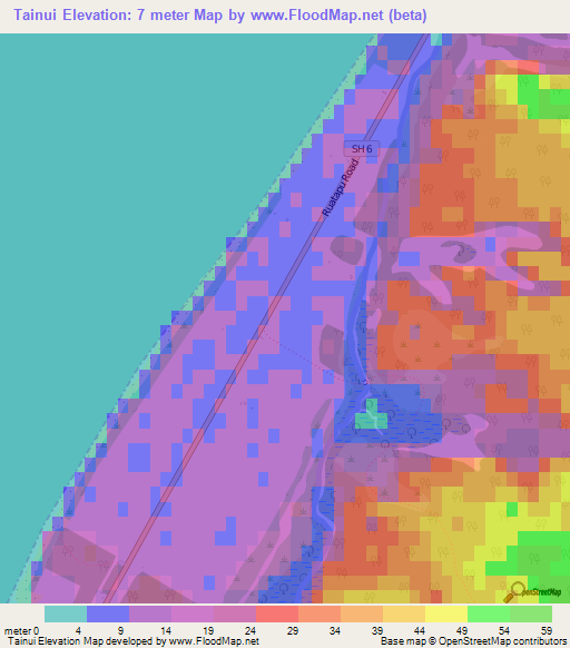 Tainui,New Zealand Elevation Map
