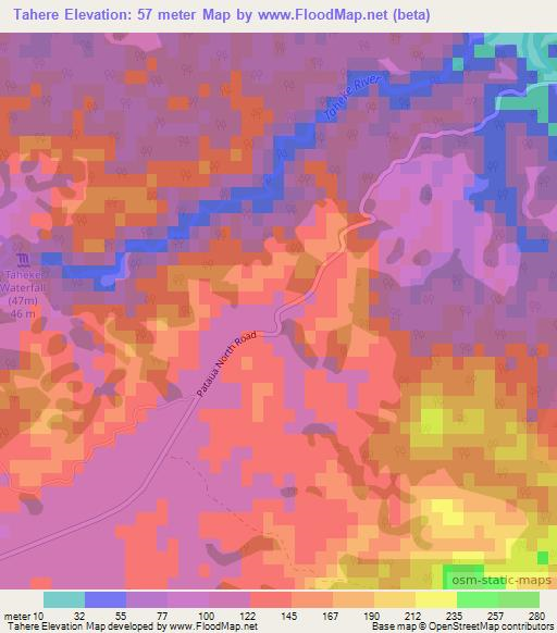 Tahere,New Zealand Elevation Map