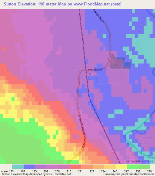 Sutton,New Zealand Elevation Map