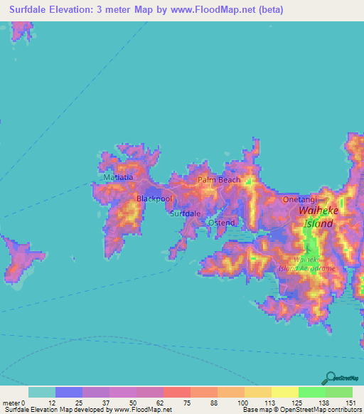 Surfdale,New Zealand Elevation Map
