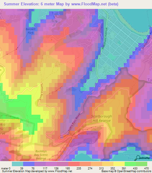 Summer,New Zealand Elevation Map