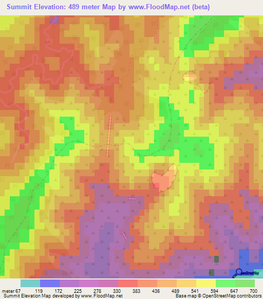 Summit,New Zealand Elevation Map