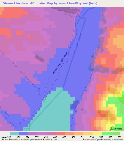 Straun,New Zealand Elevation Map