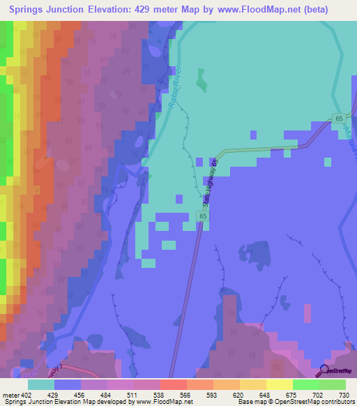 Springs Junction,New Zealand Elevation Map