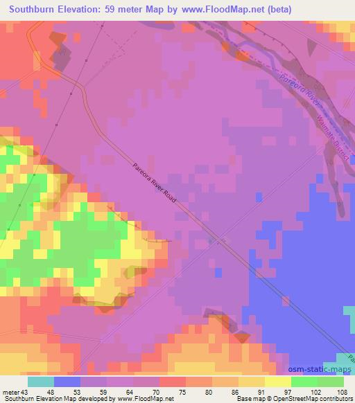 Southburn,New Zealand Elevation Map