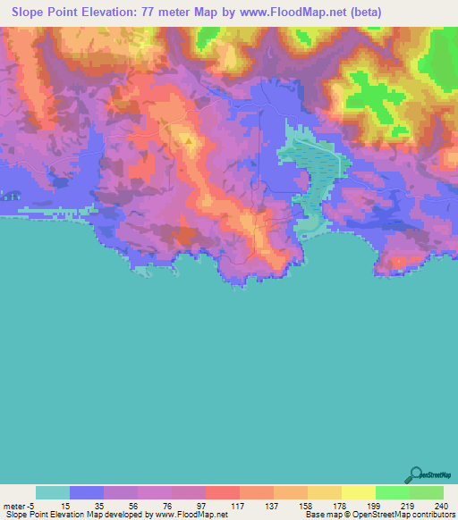 Slope Point,New Zealand Elevation Map
