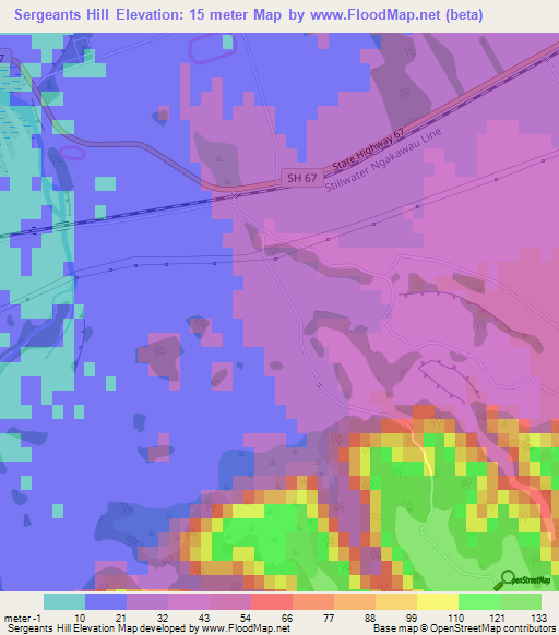 Sergeants Hill,New Zealand Elevation Map
