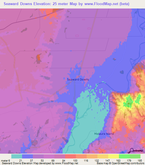 Seaward Downs,New Zealand Elevation Map