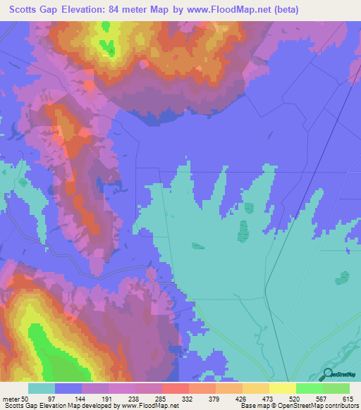 Scotts Gap,New Zealand Elevation Map