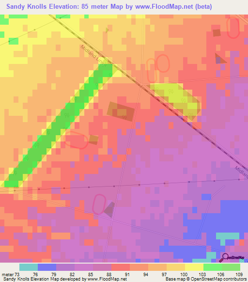 Sandy Knolls,New Zealand Elevation Map