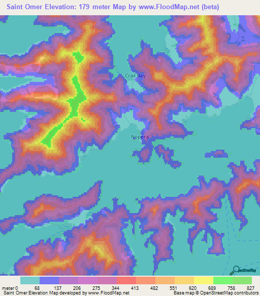 Saint Omer,New Zealand Elevation Map