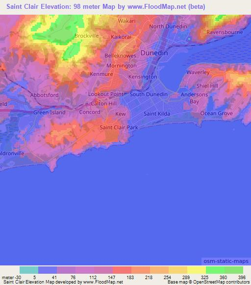 Saint Clair,New Zealand Elevation Map