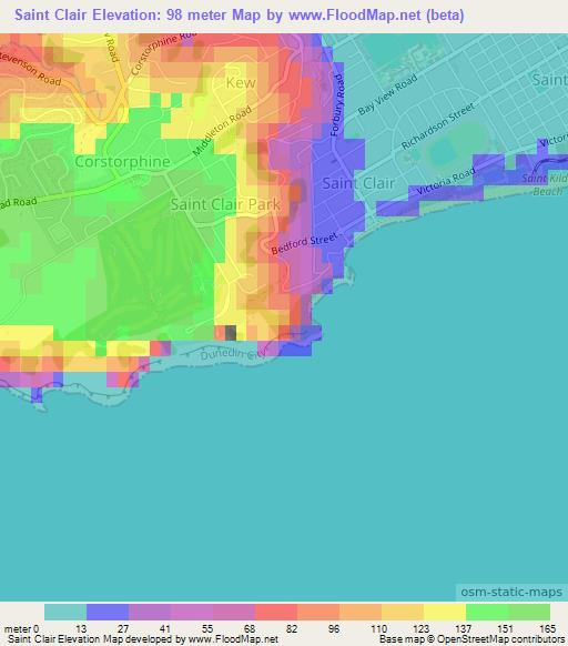 Saint Clair,New Zealand Elevation Map
