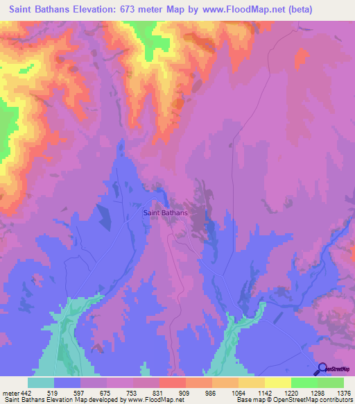 Saint Bathans,New Zealand Elevation Map