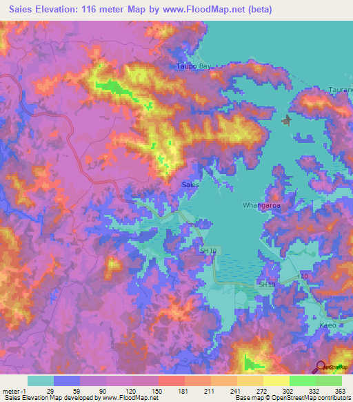 Saies,New Zealand Elevation Map