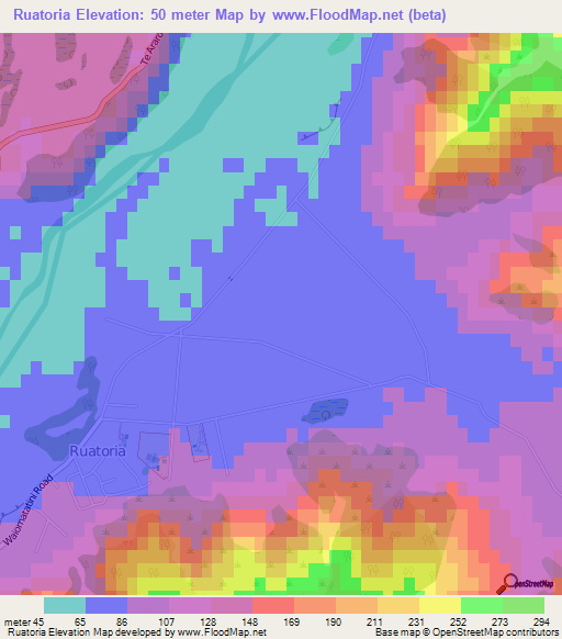 Ruatoria,New Zealand Elevation Map