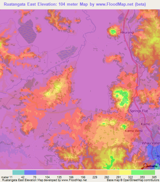 Ruatangata East,New Zealand Elevation Map
