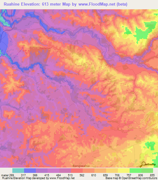 Ruahine,New Zealand Elevation Map
