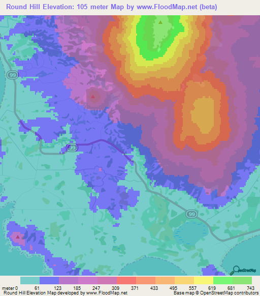 Round Hill,New Zealand Elevation Map