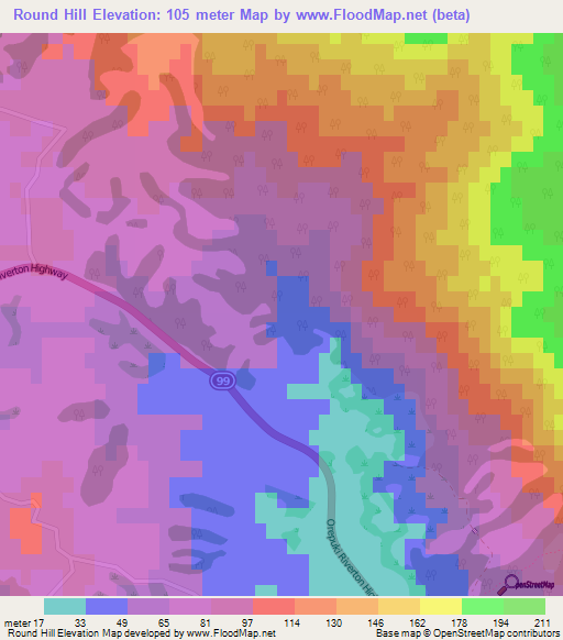Round Hill,New Zealand Elevation Map