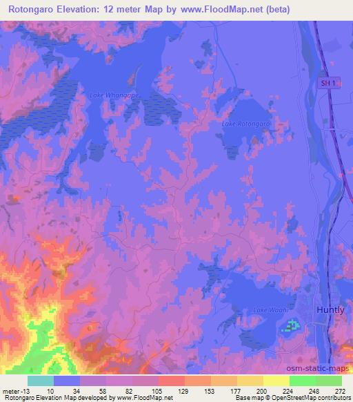 Rotongaro,New Zealand Elevation Map