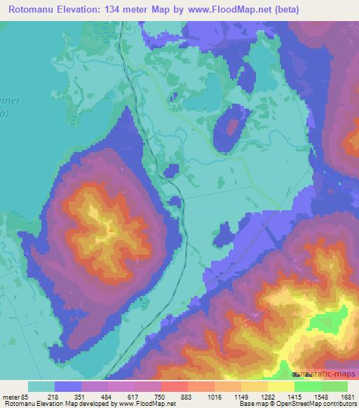 Rotomanu,New Zealand Elevation Map