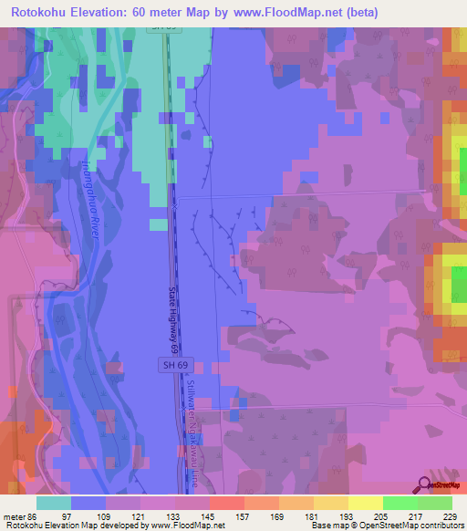Rotokohu,New Zealand Elevation Map