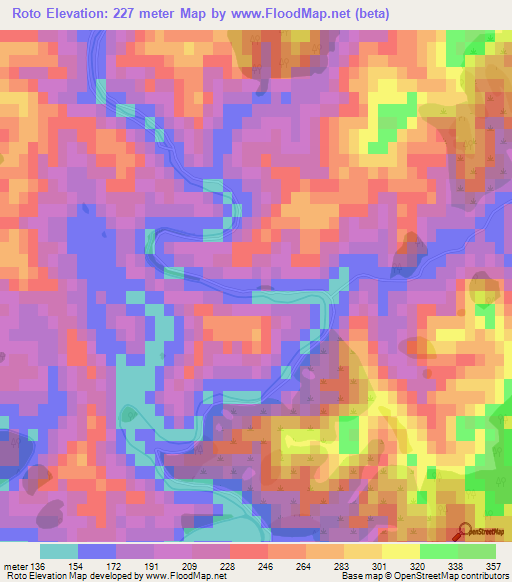 Roto,New Zealand Elevation Map