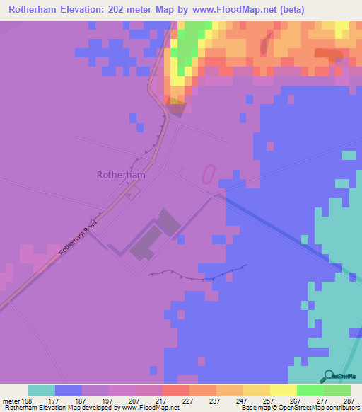Rotherham,New Zealand Elevation Map
