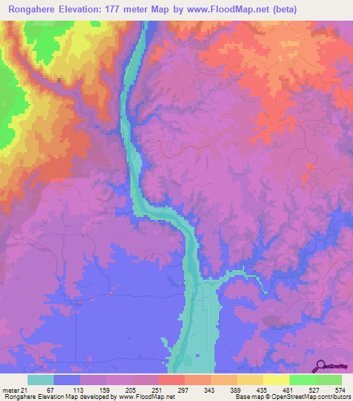 Rongahere,New Zealand Elevation Map