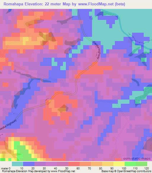Romahapa,New Zealand Elevation Map