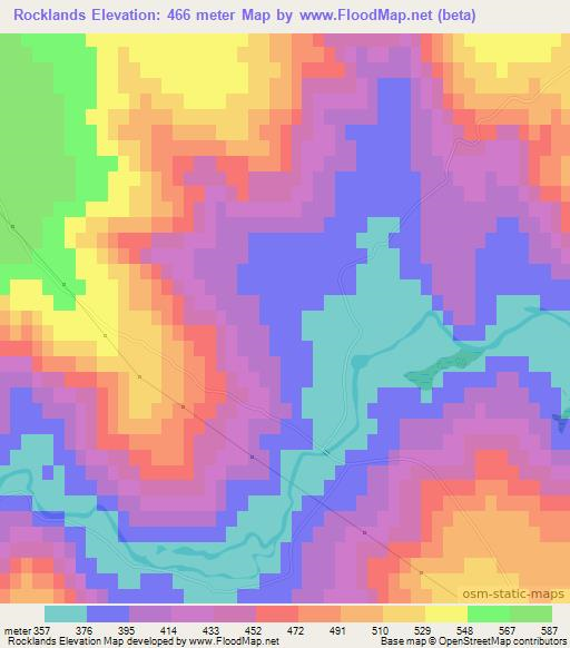 Rocklands,New Zealand Elevation Map