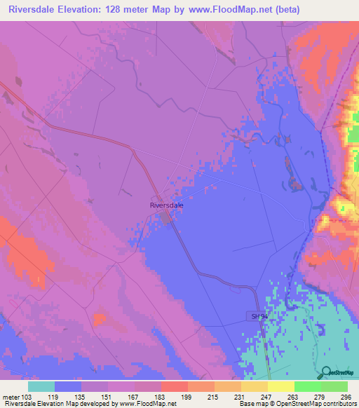 Riversdale,New Zealand Elevation Map