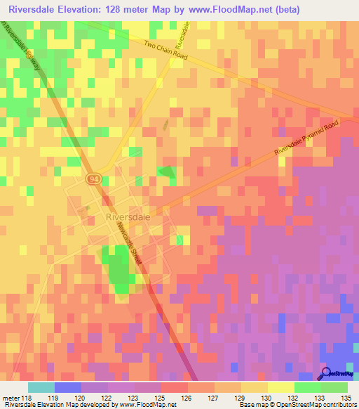 Riversdale,New Zealand Elevation Map