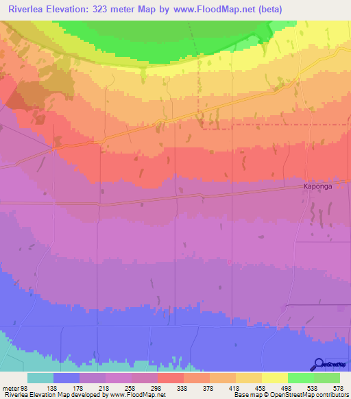 Riverlea,New Zealand Elevation Map