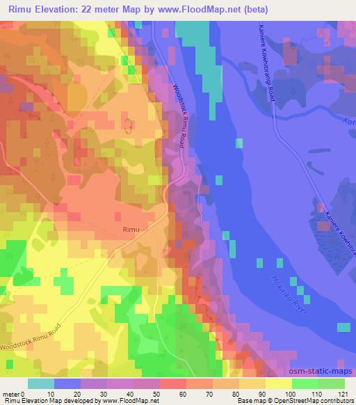Rimu,New Zealand Elevation Map