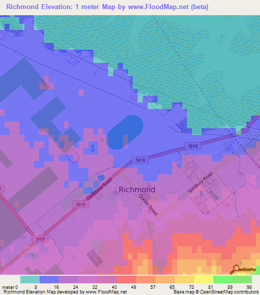 Richmond,New Zealand Elevation Map