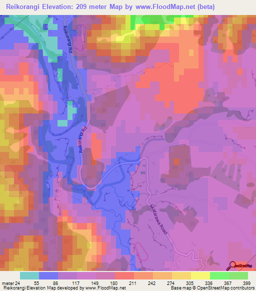 Reikorangi,New Zealand Elevation Map