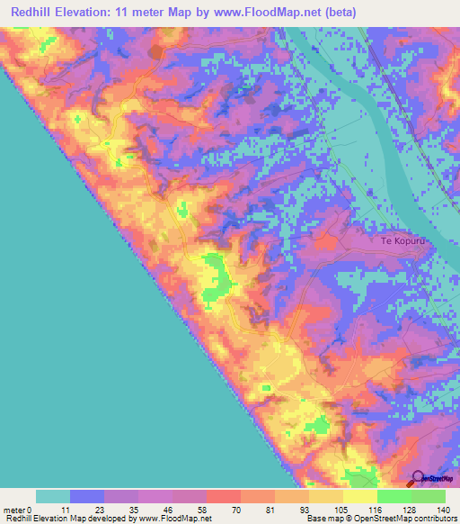 Redhill,New Zealand Elevation Map